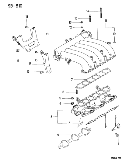 1995 Dodge Avenger Manifolds - Intake & Exhaust Diagram 3