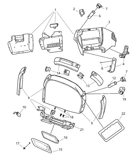 2001 Dodge Caravan Consoles Floor And Instrument Panel Diagram