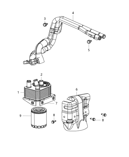 2015 Jeep Cherokee Engine Oil Filter & Housing , Adapter / Oil Cooler & Hoses / Tubes Diagram 6