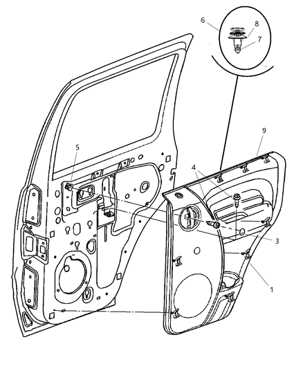 2005 Jeep Liberty Panel-Rear Door Trim Diagram for 5GF18ZJ3AT
