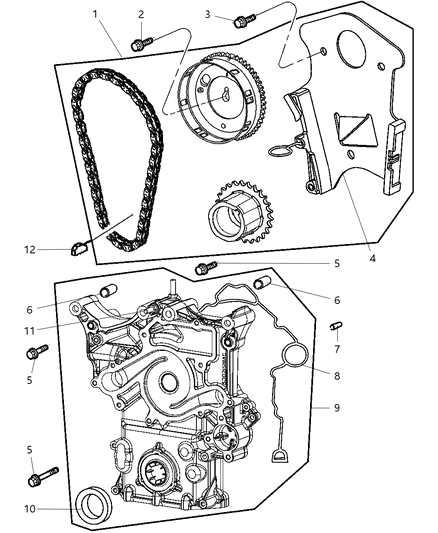 2007 Jeep Grand Cherokee Timing Chain , Timing Cover And Related Parts Diagram 7
