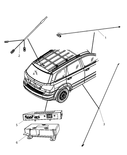 2009 Dodge Journey Antenna-Base Cable And Bracket Diagram for 5064252AC