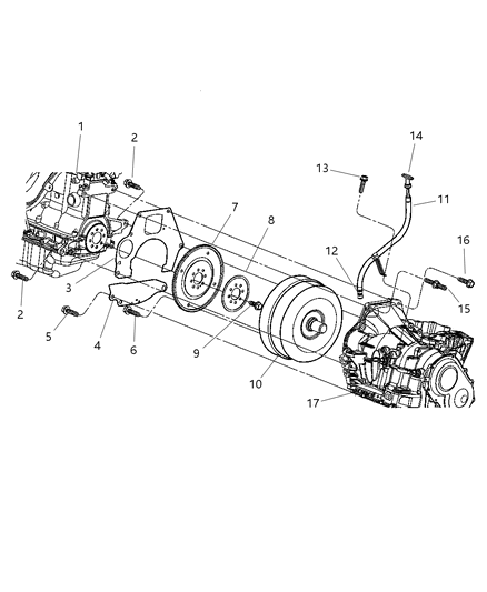 2005 Chrysler Sebring Transaxle Mounting & Miscellaneous Parts Diagram 1