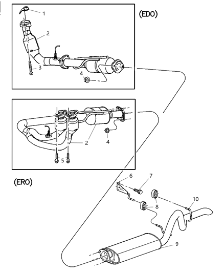 2004 Jeep Wrangler Exhaust Muffler And Tailpipe Diagram for E0019403AA