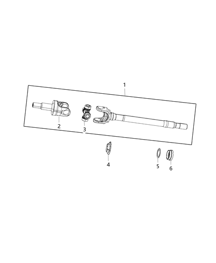 2011 Jeep Wrangler Front Driver Side Axle Shaft Assembly Diagram for 68017180AB