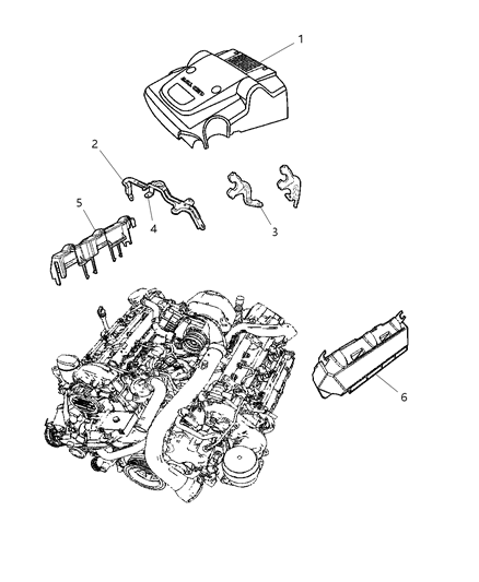 2009 Jeep Grand Cherokee Engine Covers & Related Parts Diagram 1