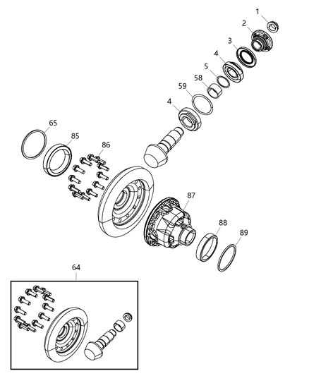 2016 Ram 5500 SHIM-Differential Bearing Diagram for 68034542AA