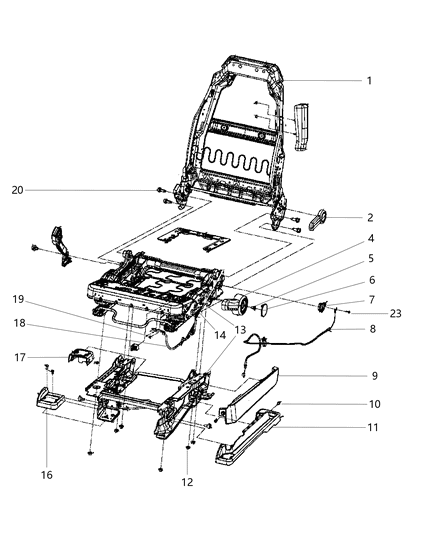 2011 Jeep Wrangler Frame-Front Seat Cushion Diagram for 68088776AA