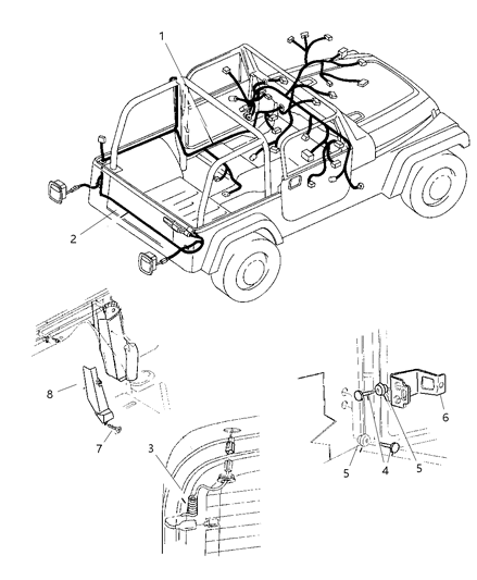 1997 Jeep Wrangler Wiring-Rear Body Diagram for 56010160