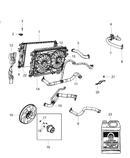 2013 Chrysler 200 Radiator & Related Parts Diagram