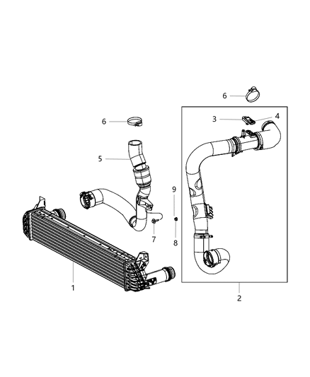 2014 Dodge Dart Charge Air Cooler Duct Diagram for 55111476AB