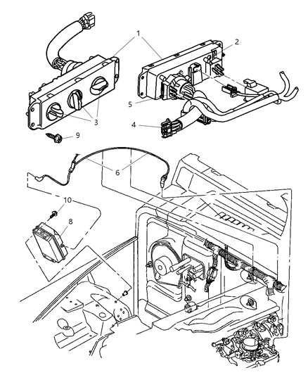 2001 Jeep Wrangler Control, Heater And Air Conditioner Diagram