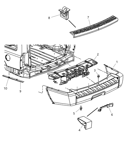 2008 Jeep Commander Rear Bumper Cover Assembly Diagram for 5183499AA