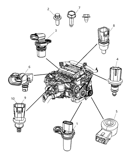 2008 Dodge Caliber Sensors - Engine Diagram