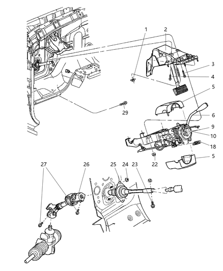 2006 Dodge Dakota Column-Steering Diagram for 5057310AB