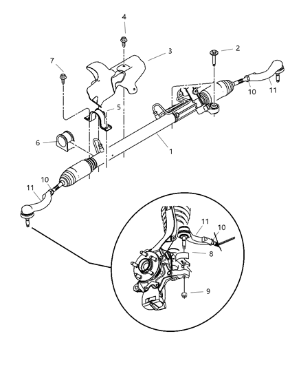 2003 Chrysler Sebring Gear - Rack & Pinion, Power & Attaching Parts Diagram