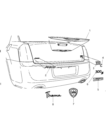 2012 Chrysler 300 MEDALLION-DECKLID Diagram for 68101515AA