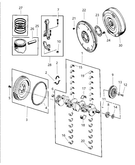 2002 Jeep Wrangler Crankshaft , Piston & Torque Converter Diagram 2