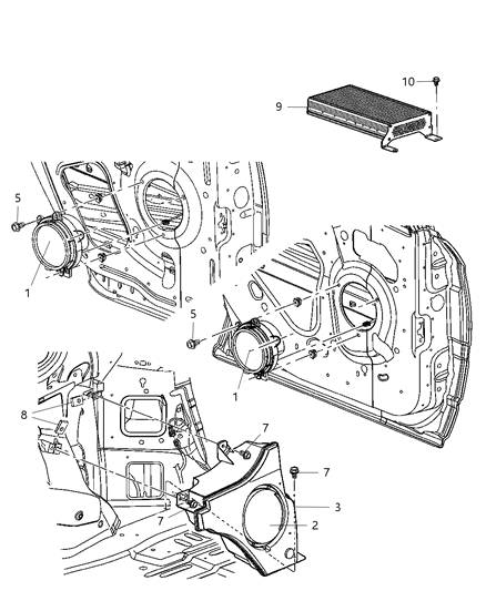 2007 Chrysler Pacifica Speakers & Related Items Diagram