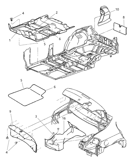 2004 Dodge Neon Mat Kit-Floor - Rear Diagram for 82206445