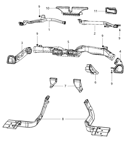 2010 Chrysler Sebring Duct-Center Distribution Diagram for 5058257AB