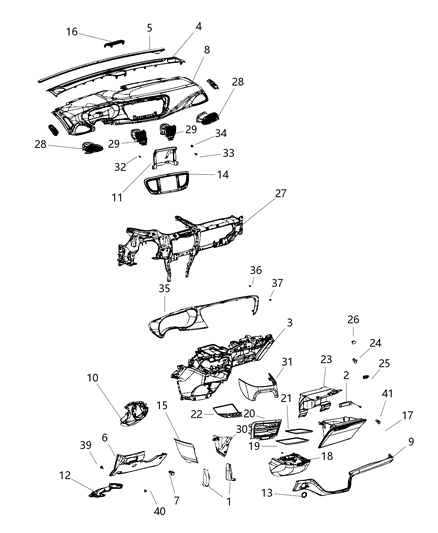 2019 Chrysler Pacifica Bezel-Instrument Panel Diagram for 5RL25DX9AC