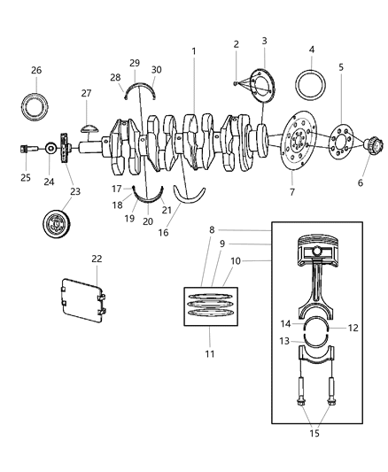 2007 Chrysler Sebring Ring Set-Complete Engine Diagram for 5191424AA