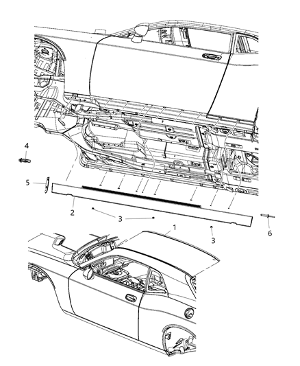 2015 Dodge Challenger Molding-Roof Diagram for 1GD41LXTAD