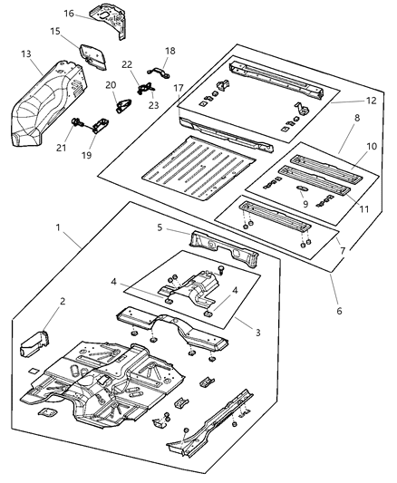 2003 Jeep Wrangler Pan-Floor Diagram for 55174811AE