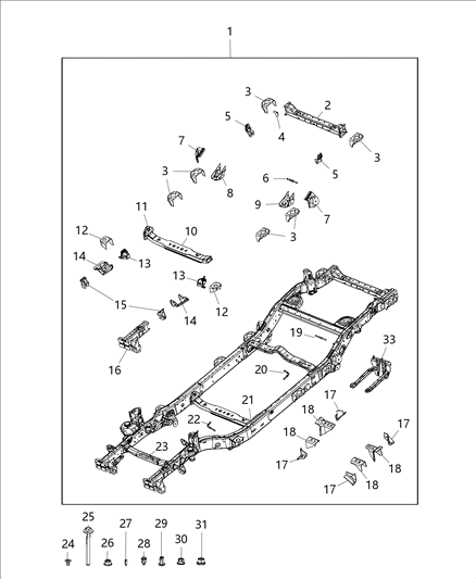 2021 Jeep Wrangler Extension-Front Rail Diagram for 68382862AC