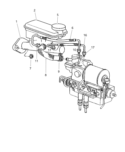 1997 Chrysler LHS Reservoir-Master Cylinder W/NIPPLE Diagram for 4778521