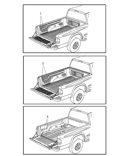 2000 Dodge Dakota Bedliner, Trays And Mats Diagram