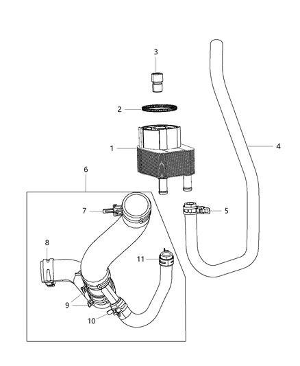 2013 Jeep Grand Cherokee Hose-Engine COOLANT To Oil COOLE Diagram for 5181619AC