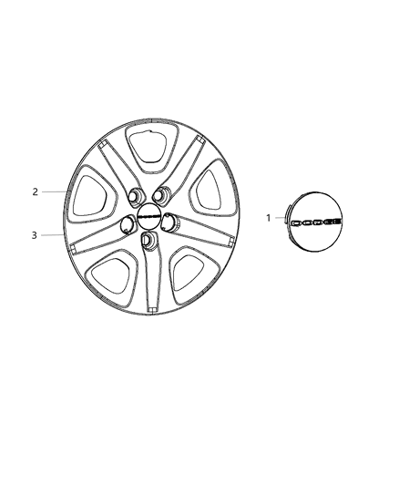 2014 Dodge Dart Wheel Center Cap Diagram for 5PN49DX8AA