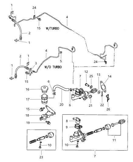 1998 Dodge Avenger Clutch Controls & Related Parts Diagram