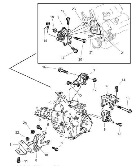 2000 Chrysler Town & Country Support-Engine Mount Diagram for 5012896AA
