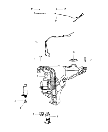 2009 Chrysler Aspen Hose-Washer Reservoir To COWL Diagram for 55364642AF