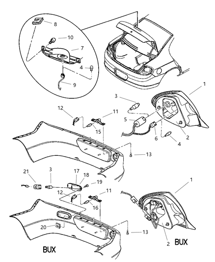 2001 Dodge Neon Gasket-Tail Lamp Diagram for 5303477AA