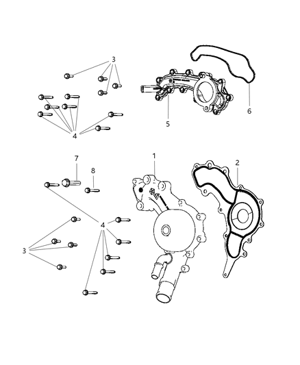 2013 Chrysler Town & Country Water Pump & Related Parts Diagram 2