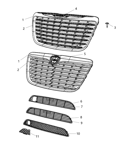 2013 Chrysler 300 Grilles & Related Items Diagram