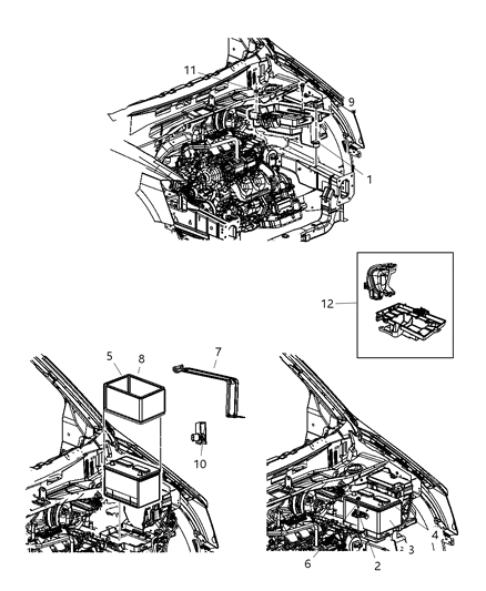2009 Dodge Grand Caravan Battery, Tray, And Support Diagram