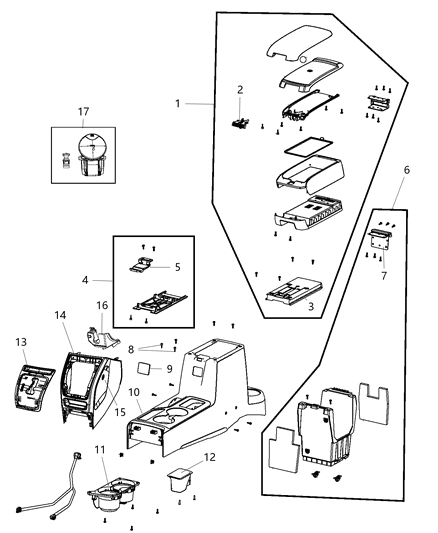 2015 Jeep Compass Latch-ARMREST Lid Diagram for 1EE342DKAA