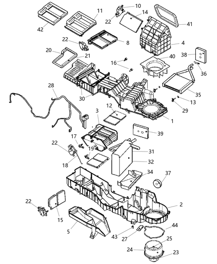 2006 Dodge Ram 3500 Housing-A/C And Heater Upper Diagram for 68021980AA