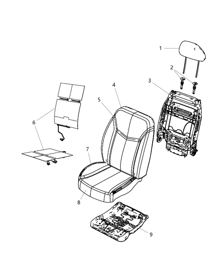 2011 Chrysler 200 Front Seat-Cushion Cover-Top Back Left Diagram for 1WN09DX9AA