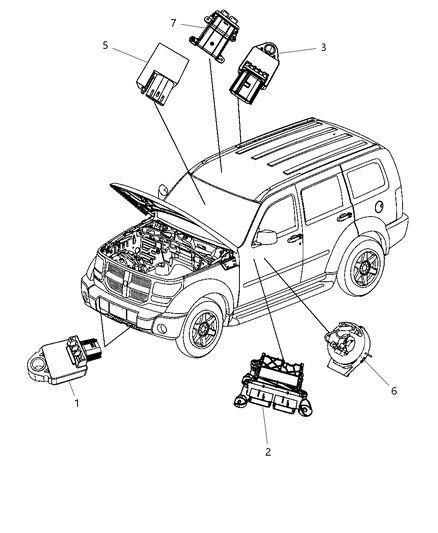 2008 Jeep Liberty Air Bag Modules Impact Sensor & Clock Springs Diagram