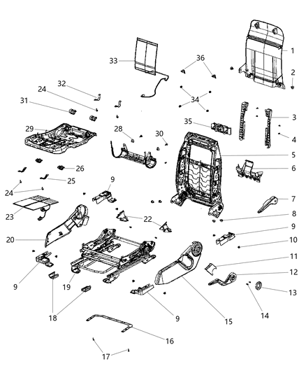 2010 Dodge Caliber Adjusters, Recliners & Shields - Driver - Manual Diagram