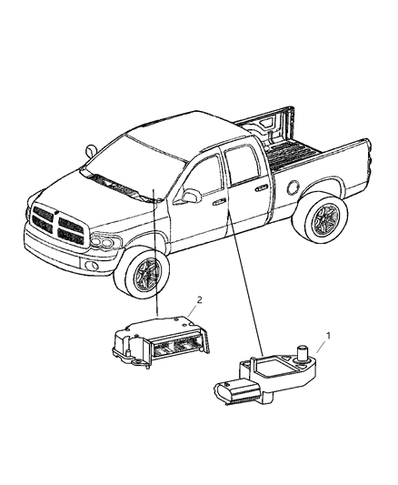 2005 Dodge Ram 3500 Air Bag Modules & Sensors Diagram