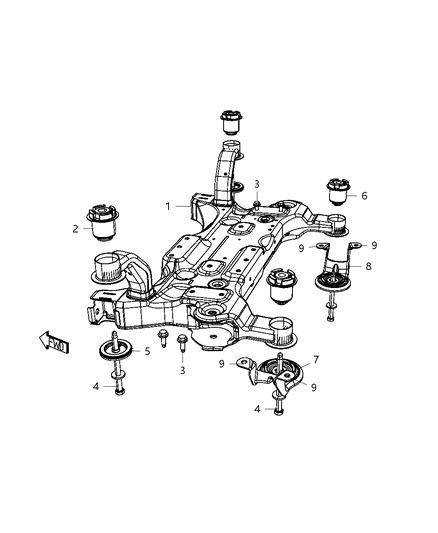 2012 Chrysler Town & Country Crossmember - Front Suspension Diagram