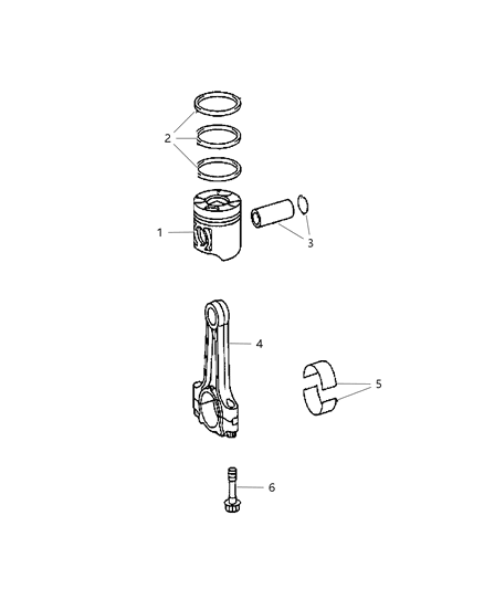 2014 Jeep Compass Pistons , Piston Rings , Connecting Rods & Connecting Rod Bearing Diagram 3