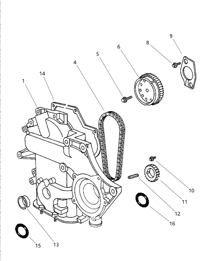 1997 Dodge Intrepid Timing Belt / Chain & Cover Diagram 1